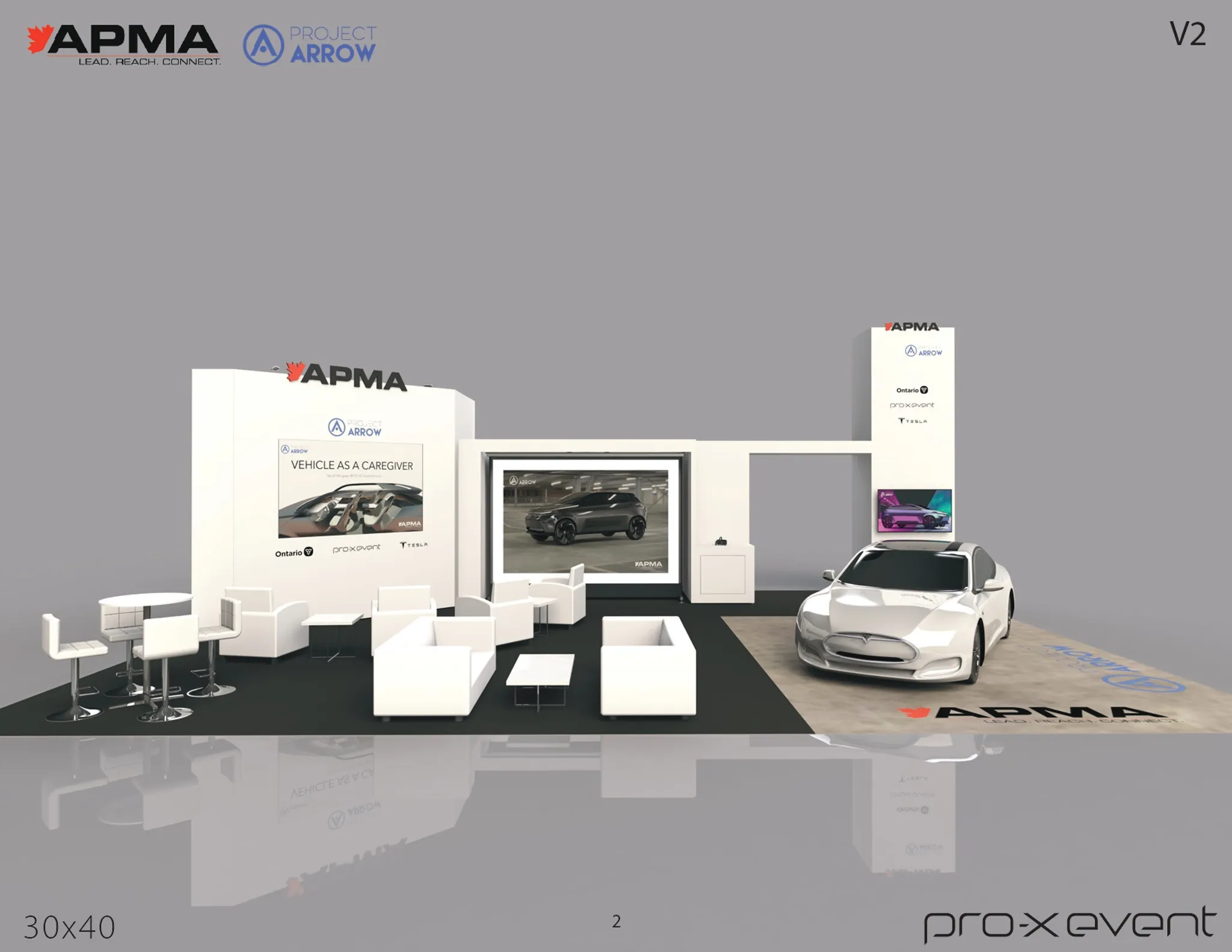 30x40 Island booth design by Pro-X Exhibits
